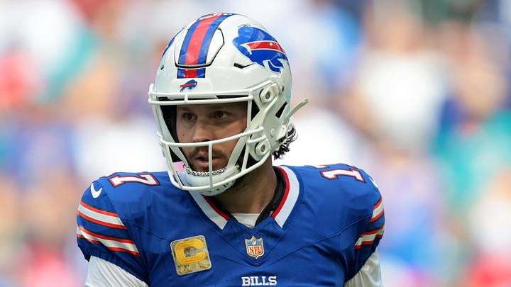 Nov 9, 2025; Miami Gardens, Florida, USA; Buffalo Bills quarterback Josh Allen (17) during the first half against the Miami Dolphins at Hard Rock Stadium. Mandatory Credit: Sam Navarro-Imagn Images