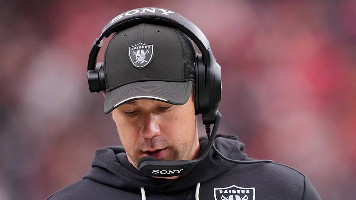 Oct 4, 2026; Paradise, Nevada, USA; Las Vegas Raiders head coach Klint Kubiak looks at his play sheet against the Kansas City Chiefs during the third quarter at Allegiant Stadium. Mandatory Credit: Joe Camporeale-Imagn Images Oct 4, 2026; Paradise, Nevada, USA; Las Vegas Raiders head coach Klint Kubiak looks at his play sheet against the Kansas City Chiefs during the third quarter at Allegiant Stadium. Mandatory Credit: Joe Camporeale-Imagn Images