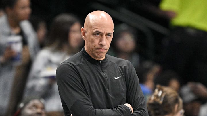 Feb 26, 2026; Dallas, Texas, USA; Sacramento Kings head coach Doug Christie looks on during the second quarter against the Dallas Mavericks at the American Airlines Center.