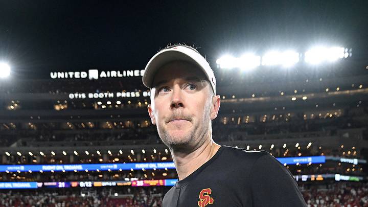 Oct 3, 2026; Los Angeles, California, USA; USC Trojans head coach Lincoln Riley reacts after the victory against the Washington Huskies at United Airlines Field at Los Angeles Memorial Coliseum. Mandatory Credit: Griffin Hooper-Imagn Images Oct 3, 2026; Los Angeles, California, USA; USC Trojans head coach Lincoln Riley reacts after the victory against the Washington Huskies at United Airlines Field at Los Angeles Memorial Coliseum. Mandatory Credit: Griffin Hooper-Imagn Images