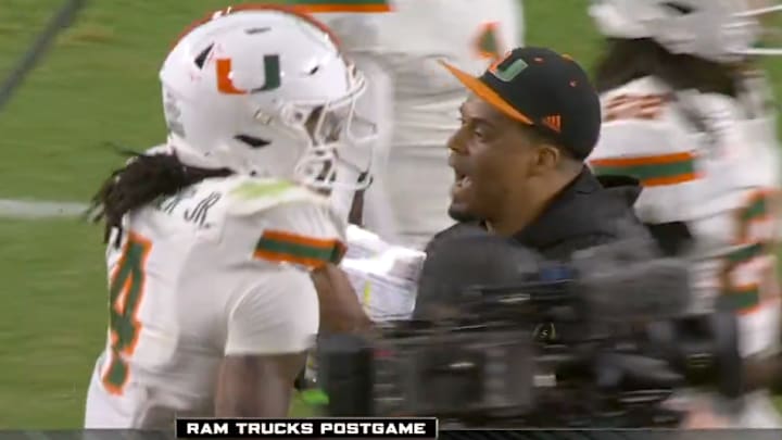 Miami star running back Mark Fletcher had a heated moment with Indiana's Tyrique Tucker after the national championship game.
