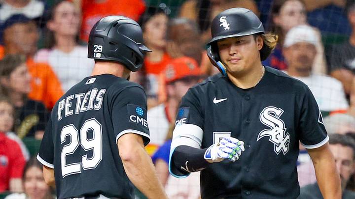 Sep 3, 2026; Houston, Texas, USA; Chicago White Sox first baseman Munetaka Murakami (5) celebrates center fielder Tristan Peters (29) run against the Houston Astros in the second inning at Daikin Park. Mandatory Credit: Thomas Shea-Imagn Images Sep 3, 2026; Houston, Texas, USA; Chicago White Sox first baseman Munetaka Murakami (5) celebrates center fielder Tristan Peters (29) run against the Houston Astros in the second inning at Daikin Park. Mandatory Credit: Thomas Shea-Imagn Images