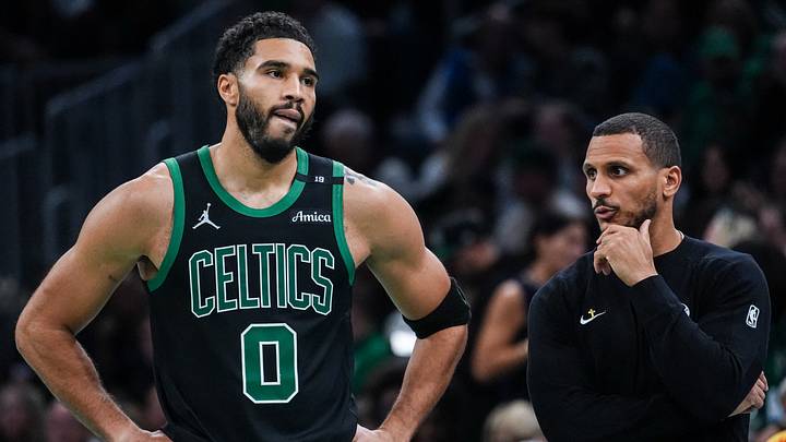 Oct 30, 2026; Boston, Massachusetts, USA; Boston Celtics head coach Joe Mazzulla talks with forward Jayson Tatum (0) from the sideline as they take on the Chicago Bulls at TD Garden. Mandatory Credit: David Butler II-Imagn Images Oct 30, 2026; Boston, Massachusetts, USA; Boston Celtics head coach Joe Mazzulla talks with forward Jayson Tatum (0) from the sideline as they take on the Chicago Bulls at TD Garden. Mandatory Credit: David Butler II-Imagn Images