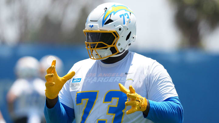 Guard Mekhi Becton’s addition may give the Chargers the biggest offensive line in the league.