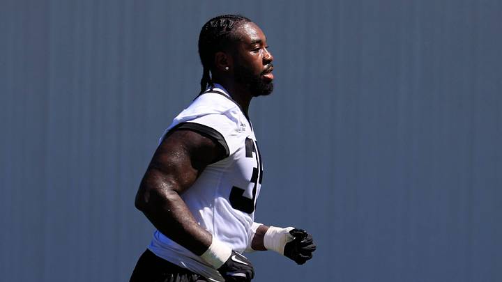 Jacksonville Jaguars linebacker Jalen McLeod (35) sprints during the third day of minicamp at the Miller Electric Center, Thursday, June 11, 2026, in Jacksonville, Fla.