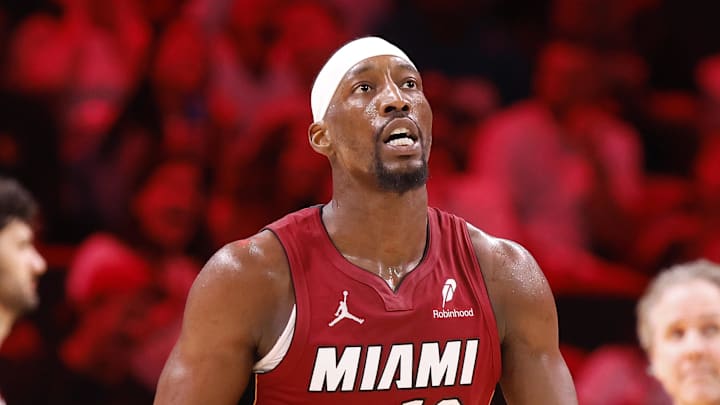 Miami Heat center Bam Adebayo (13) walks back to the bench (Mandatory Credit: Rhona Wise-Imagn Images) Miami Heat center Bam Adebayo (13) walks back to the bench (Mandatory Credit: Rhona Wise-Imagn Images)