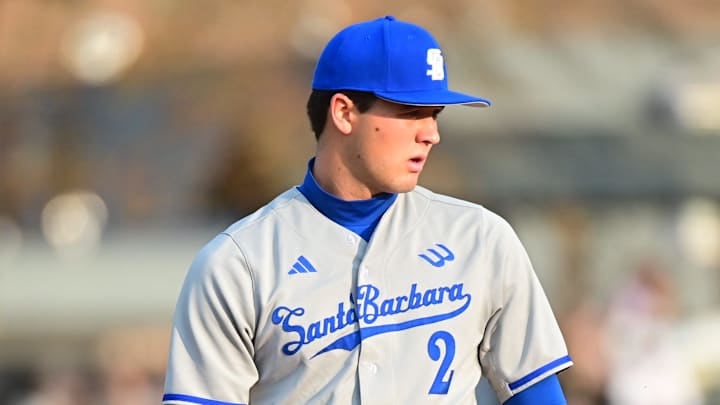 UC Santa Barbara Gauchos right-handed pitcher Jackson Flora (2) pitches during the game against the Southern Miss Golden Eagles at Pete Taylor Park in Hattiesburg, Miss., on Friday, Feb. 13, 2026.