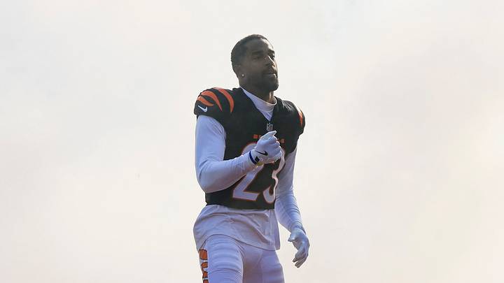 Jan 4, 2026; Cincinnati, Ohio, USA; Cincinnati Bengals cornerback Dax Hill (23) exits the player tunnel during introductions before a game against the Cleveland Browns at Paycor Stadium. Mandatory Credit: Katie Stratman-Imagn Images