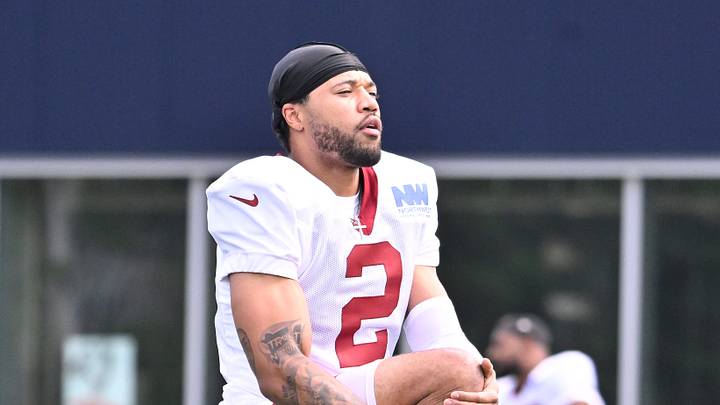 Washington Commanders cornerback Marshon Lattimore (2) warms up