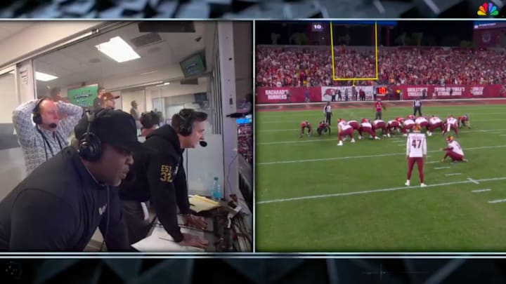 Commanders radio announcers Bram Weinstein and London Fletcher call Zane Gonzalez's game-winning field goal.