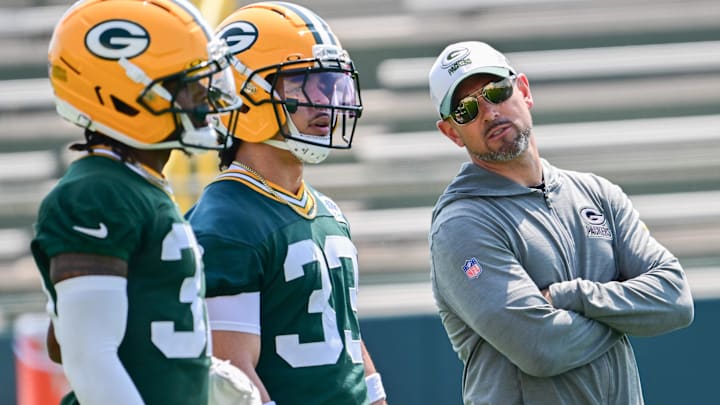 Jun 11, 2025; Green Bay, WI, USA;  Green Bay Packers head coach Matt LaFleur participates in the team's minicamp at Ray Nitschke Field. Mandatory Credit: Benny Sieu-Imagn Images