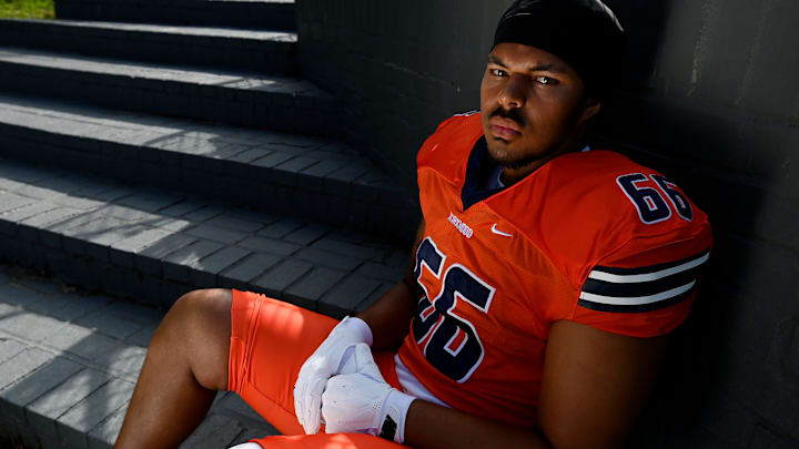 Dandy Dozen top football recruit selection for 2025 TSSAA season, Kirkwood tackle Kamari Blair Wednesday, June 19, 2025, in Nashville, Tenn.