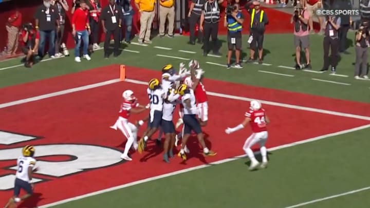 Nebraska's Jacory Barnes Jr. caught a Hail Mary pass against Michigan to tie the game at halftime. 
