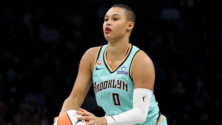 May 21, 2026; Brooklyn, New York, USA; New York Liberty forward Satou Sabally (0) shoots the ball against Golden State Valkyries during the third quarter at Barclays Center. Mandatory Credit: Tom Horak-Imagn Images May 21, 2026; Brooklyn, New York, USA; New York Liberty forward Satou Sabally (0) shoots the ball against Golden State Valkyries during the third quarter at Barclays Center. Mandatory Credit: Tom Horak-Imagn Images