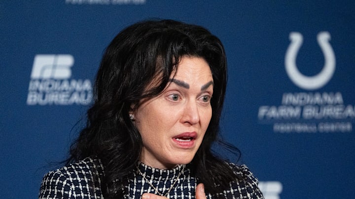 Indianapolis Colts owner Carlie Irsay-Gordon speaks with the media