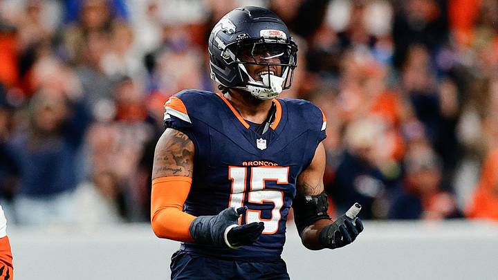Sep 29, 2025; Denver, Colorado, USA; Denver Broncos linebacker Nik Bonitto (15) celebrates after sacking Cincinnati Bengals quarterback Jake Browning (6) during the third quarter at Empower Field at Mile High. Sep 29, 2025; Denver, Colorado, USA; Denver Broncos linebacker Nik Bonitto (15) celebrates after sacking Cincinnati Bengals quarterback Jake Browning (6) during the third quarter at Empower Field at Mile High.