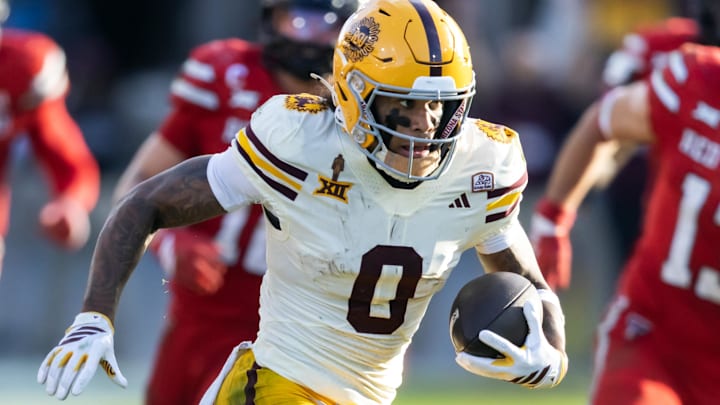 Oct 18, 2025; Tempe, Arizona, USA; Arizona State Sun Devils wide receiver Jordyn Tyson (0) against the Texas Tech Red Raiders in the second half at Mountain America Stadium. Mandatory Credit: Mark J. Rebilas-Imagn Images Oct 18, 2025; Tempe, Arizona, USA; Arizona State Sun Devils wide receiver Jordyn Tyson (0) against the Texas Tech Red Raiders in the second half at Mountain America Stadium. Mandatory Credit: Mark J. Rebilas-Imagn Images