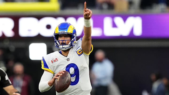 Los Angeles Rams quarterback Matthew Stafford (9) gestures downfield in the second quarter during Super Bowl 56 against the Cincinnati Bengals, Sunday, Feb. 13, 2022, at SoFi Stadium in Inglewood, Calif. The Cincinnati Bengals lost, 23-20.
Nfl Super Bowl 56 Los Angeles Rams Vs Cincinnati Bengals Feb 13 2022 1393 Los Angeles Rams quarterback Matthew Stafford (9) gestures downfield in the second quarter during Super Bowl 56 against the Cincinnati Bengals, Sunday, Feb. 13, 2022, at SoFi Stadium in Inglewood, Calif. The Cincinnati Bengals lost, 23-20.
Nfl Super Bowl 56 Los Angeles Rams Vs Cincinnati Bengals Feb 13 2022 1393