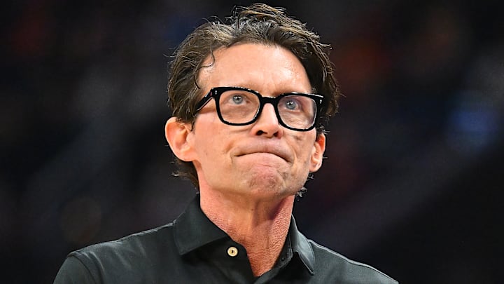 Atlanta Hawks head coach Quin Snyder reacts against the Cleveland Cavaliers.