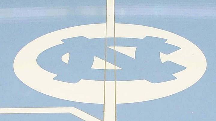 Dec 6, 2017; Chapel Hill, NC, USA; A general view of the logo on the court prior to the game between the North Carolina Tar Heels and the Western Carolina Catamounts at Dean E. Smith Center. Mandatory Credit: Jeremy Brevard-Imagn Images