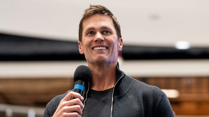 Tom Brady appears at American Dream for the grand opening of Card Vault by Tom Brady, a sports card and memorabilia retailer, East Rutherford, Friday, Apr. 11, 2025.