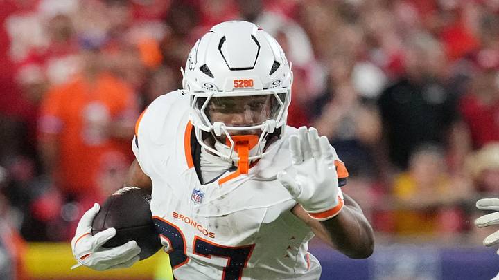 Denver Broncos running back J.K. Dobbins Denver Broncos running back J.K. Dobbins