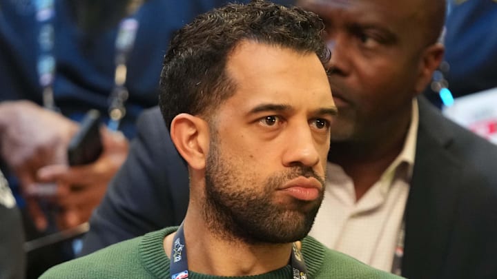 Atlanta Hawks general manager Landry Fields looks on during the draft combine.