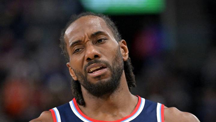 Los Angeles Clippers forward Kawhi Leonard (2) reacts after a missed basket in the second half against the Oklahoma City Thunder at Intuit Dome on Apr 8, 2026.