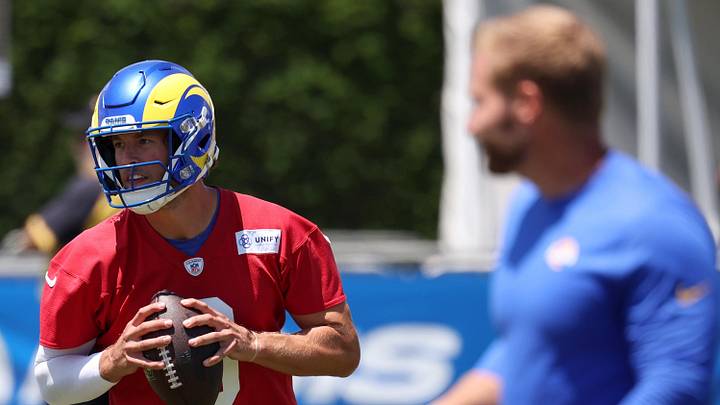 Los Angeles Rams quarterback Matthew Stafford (9). Mandatory Credit: Kiyoshi Mio-Imagn Images