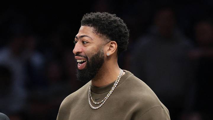 Apr 5, 2026; Brooklyn, New York, USA;  Washington Wizards forward Anthony Davis (23) talks with forward Leaky Black (14) during the first half against the Brooklyn Nets at Barclays Center. Mandatory Credit: Vincent Carchietta-Imagn Images