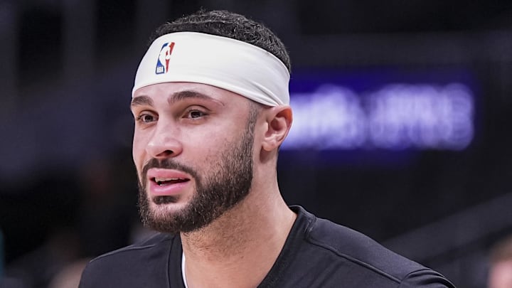 Larry Nance Jr. #22 of the Atlanta Hawks warms up before facing the Indiana Pacers.