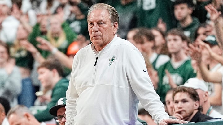Michigan State head coach Tom Izzo watches a play against Bowling Green during the first half at Breslin Center in East Lansing on Saturday, Nov. 16, 2024.