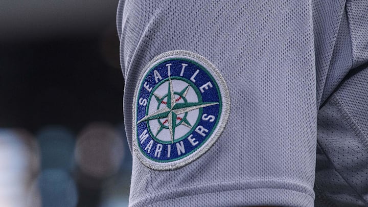 The Mariners logo during Seattle's 6–5 win over the Rangers on June 5, 2022.