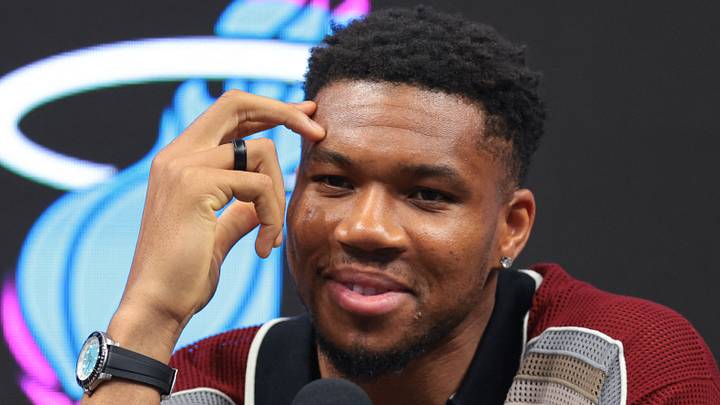Jul 16, 2026; Miami, FL, USA; Miami Heat forward Giannis Antetokounmpo (7) speaks to reporters during his introductory press conference at Kaseya Center. Mandatory Credit: Sam Navarro-Imagn Images Jul 16, 2026; Miami, FL, USA; Miami Heat forward Giannis Antetokounmpo (7) speaks to reporters during his introductory press conference at Kaseya Center. Mandatory Credit: Sam Navarro-Imagn Images