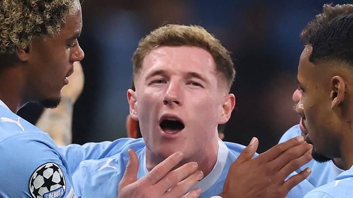 Elliot Anderson scores for Manchester City v AEK Athens Elliot Anderson scores for Manchester City v AEK Athens
