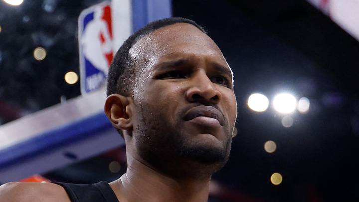 Cleveland Cavaliers center Evan Mobley (4) reacts in the first half against the Detroit Pistons during game two of the second round of the 2026 NBA Playoffs at Little Caesars Arena on May 7, 2026.