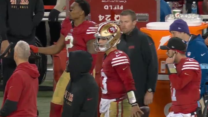 Purdy left the 49ers' Week 17 loss to the Lions early with an injury. 