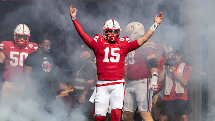 Nebraska Cornhuskers quarterback Dylan Raiola (15)