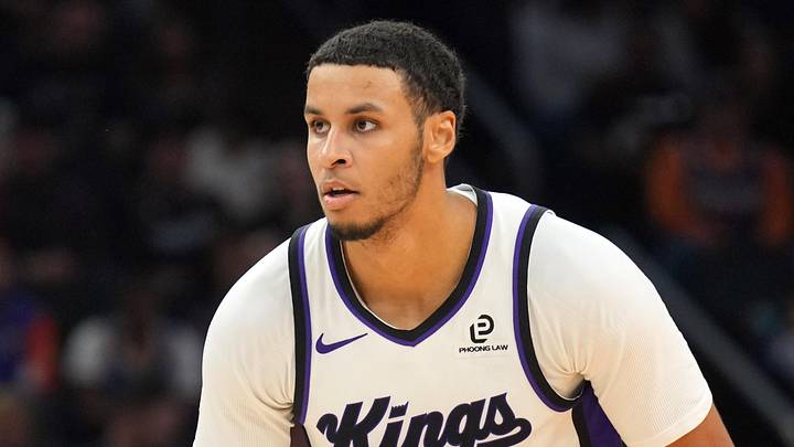 Jan 2, 2026; Phoenix, Arizona, USA; Sacramento Kings forward Keegan Murray (13) controls the ball against the Phoenix Suns during the second half at Mortgage Matchup Center. Mandatory Credit: Joe Camporeale-Imagn Images