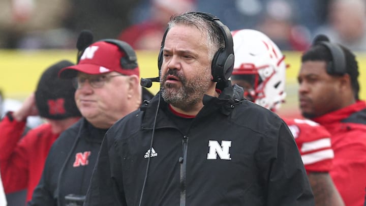 Nebraska head coach Matt Rhule looks on during the first half against Boston College in the 2024 Pinstripe Bowl.
