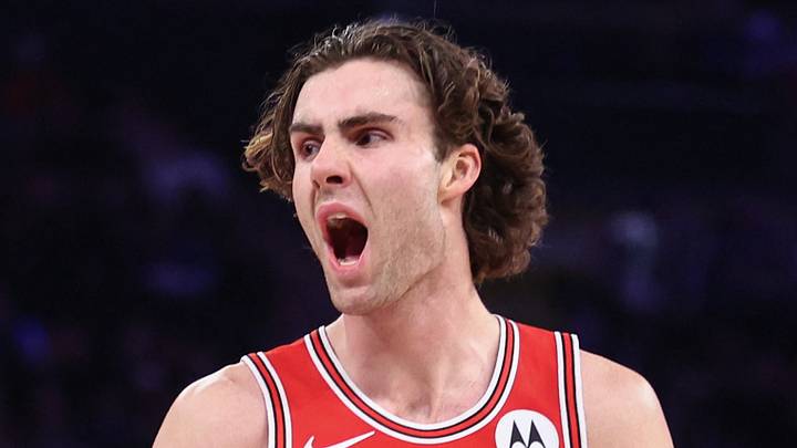 Apr 3, 2026; New York, New York, USA; Chicago Bulls guard Josh Giddey (3) reacts to a call in the third quarter against the New York Knicks at Madison Square Garden. Mandatory Credit: Wendell Cruz-Imagn Images Apr 3, 2026; New York, New York, USA; Chicago Bulls guard Josh Giddey (3) reacts to a call in the third quarter against the New York Knicks at Madison Square Garden. Mandatory Credit: Wendell Cruz-Imagn Images