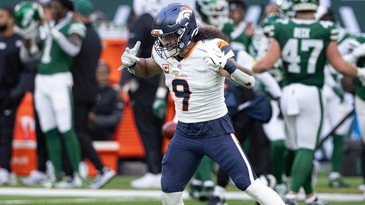 12th October 2025; Tottenham Hotspur Stadium, London, England; NFL, American Football Herren, USA UK Football, Denver Broncos versus New York Jets; Denver Broncos Defensive back Talanoa Hufanga. 12th October 2025; Tottenham Hotspur Stadium, London, England; NFL, American Football Herren, USA UK Football, Denver Broncos versus New York Jets; Denver Broncos Defensive back Talanoa Hufanga.