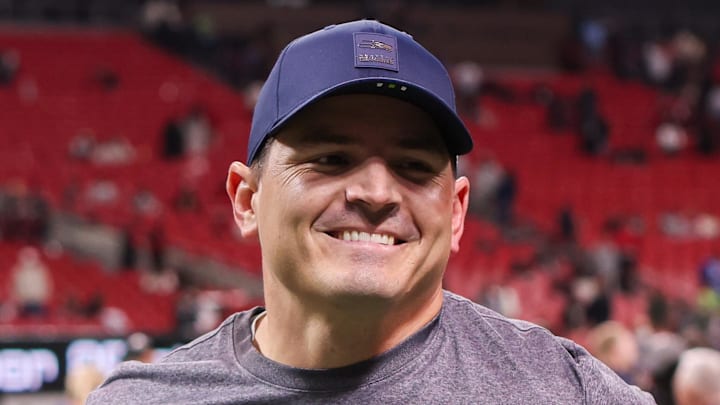 Seattle Seahawks head coach Mike Macdonald walks off the field after a victory over the Atlanta Falcons. Seattle Seahawks head coach Mike Macdonald walks off the field after a victory over the Atlanta Falcons.