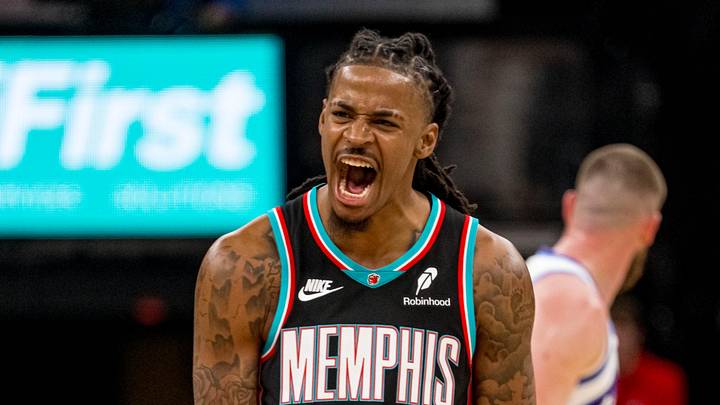 Dec 12, 2025; Memphis, Tennessee, USA; Memphis Grizzlies point guard Ja Morant (12) celebrates after making a three-pointer in the second half against the Utah Jazz at FedExForum. Mandatory Credit: Matthew Smith-Imagn Images Dec 12, 2025; Memphis, Tennessee, USA; Memphis Grizzlies point guard Ja Morant (12) celebrates after making a three-pointer in the second half against the Utah Jazz at FedExForum. Mandatory Credit: Matthew Smith-Imagn Images