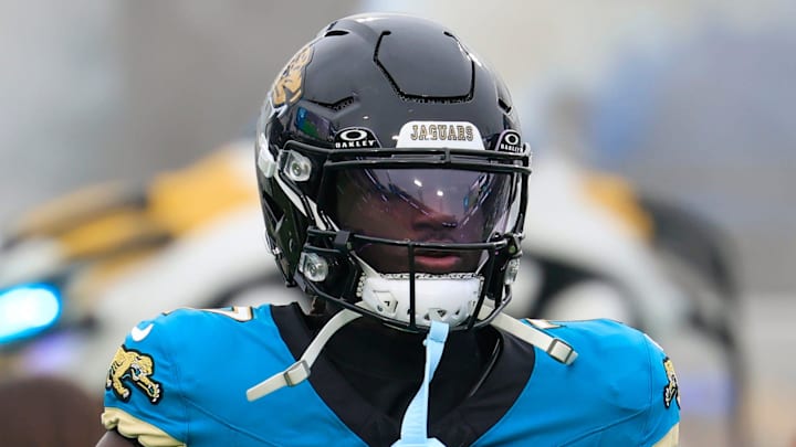 Jacksonville Jaguars wide receiver Brian Thomas Jr. (7) is introduced before an NFL football game at EverBank Stadium, Sunday, Dec. 7, 2025, in Jacksonville, Fla. The Jaguars defeated the Colts 36-19. Jacksonville Jaguars wide receiver Brian Thomas Jr. (7) is introduced before an NFL football game at EverBank Stadium, Sunday, Dec. 7, 2025, in Jacksonville, Fla. The Jaguars defeated the Colts 36-19.