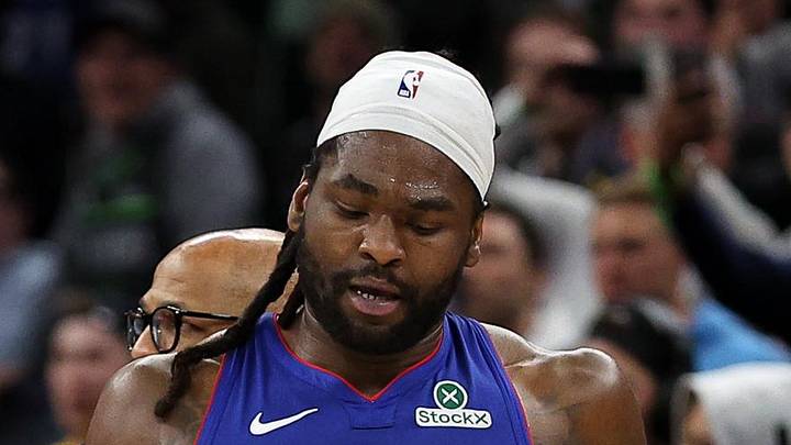 Mar 30, 2025; Minneapolis, Minnesota, USA; Detroit Pistons center Isaiah Stewart (28): Matt Krohn-Imagn Images