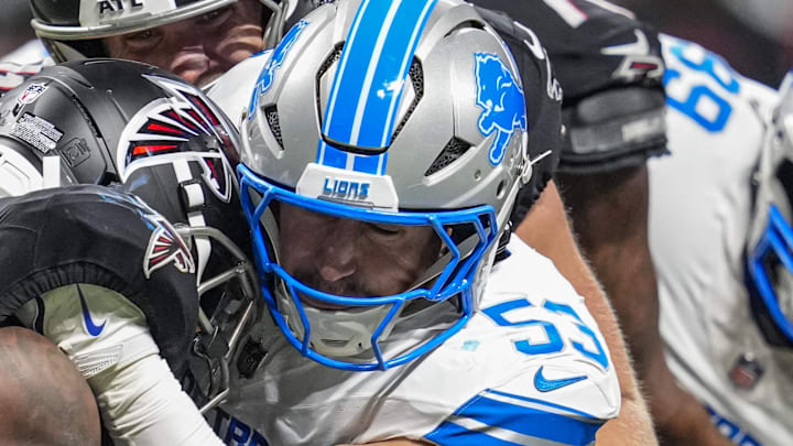 Detroit Lions linebacker Trevor Nowaske (53).