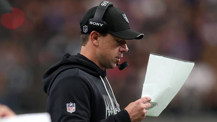 Oct 18, 2026; Paradise, Nevada, USA; Las Vegas Raiders head coach Klint Kubiak looks on during the game against the Buffalo Bills at Allegiant Stadium. Mandatory Credit: David Brytus-Imagn Images Oct 18, 2026; Paradise, Nevada, USA; Las Vegas Raiders head coach Klint Kubiak looks on during the game against the Buffalo Bills at Allegiant Stadium. Mandatory Credit: David Brytus-Imagn Images