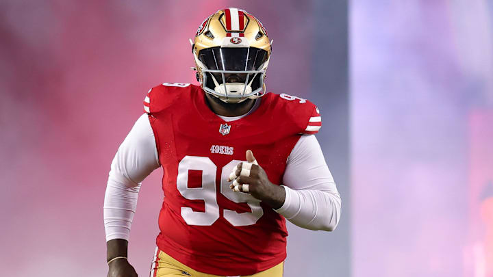 Dec 30, 2024; Santa Clara, California, USA; San Francisco 49ers defensive tackle Maliek Collins (99) during the game against the Detroit Lions at Levi's Stadium. Mandatory Credit: Sergio Estrada-Imagn Images