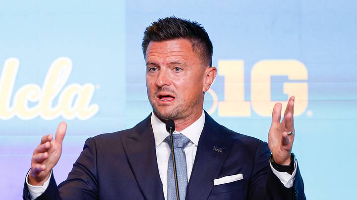 Jul 29, 2026; Chicago, IL, USA; UCLA Football head coach Bob Chesney speaks during Big Ten Media Days at Hilton Chicago. Mandatory Credit: Kamil Krzaczynski-Imagn Images Jul 29, 2026; Chicago, IL, USA; UCLA Football head coach Bob Chesney speaks during Big Ten Media Days at Hilton Chicago. Mandatory Credit: Kamil Krzaczynski-Imagn Images